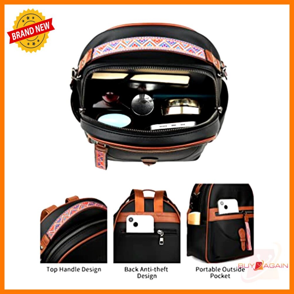 Leather Mini Backpack Purse With Multiple Pockets… - image 4